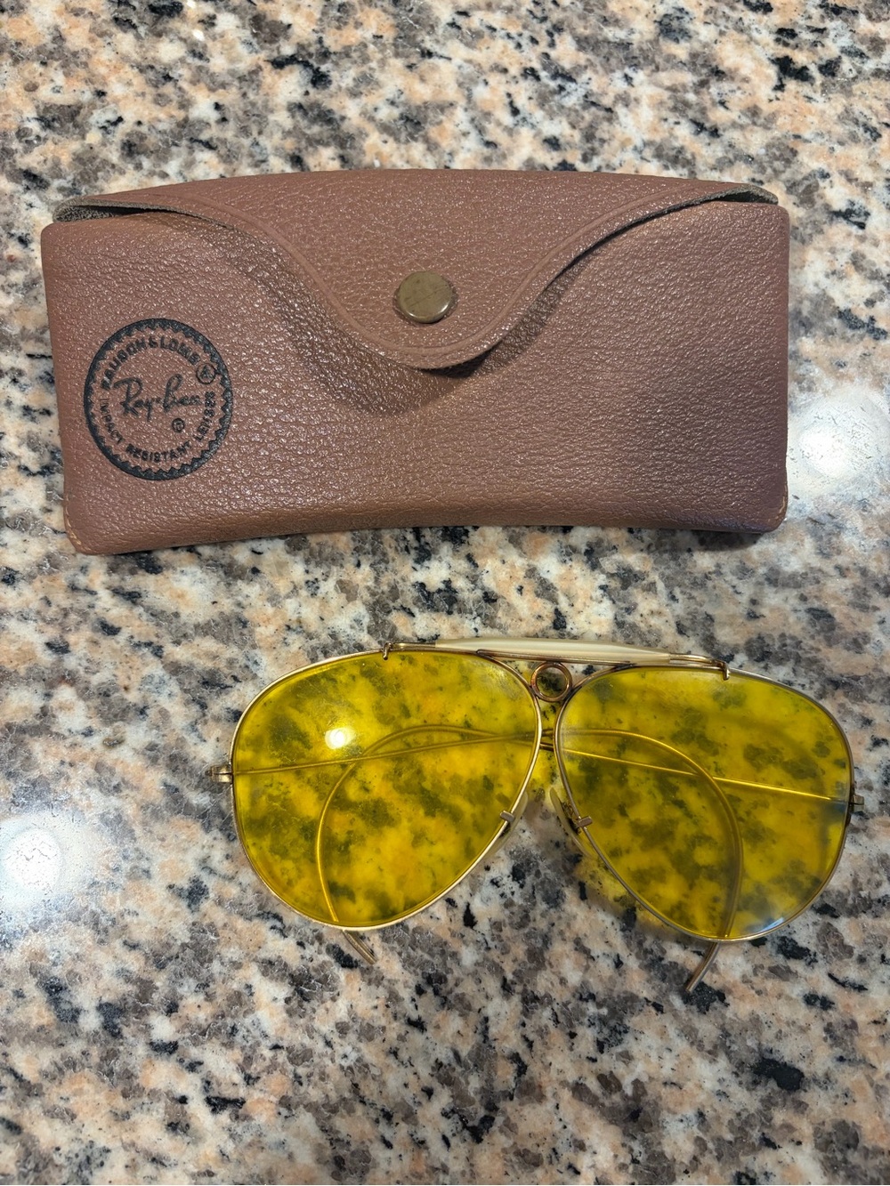Vintage Ray-Ban Gold Frame Sunglasses with Yellow Lenses